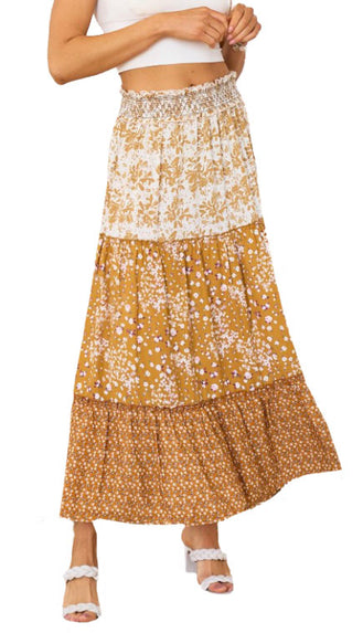 Sunset Fields Maxi Skirt- Mustard