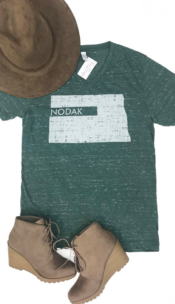 Nodak Distressed V Neck Tee