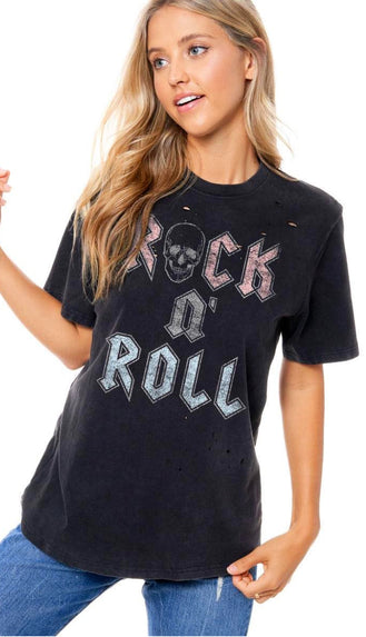 Rock N' Roll Graphic Tee- Black