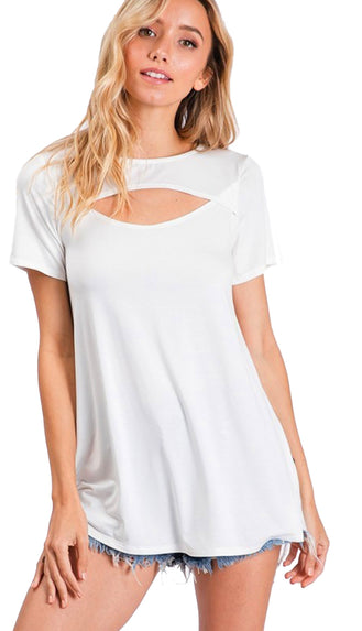 Here For This Front Cut Tee- Off White
