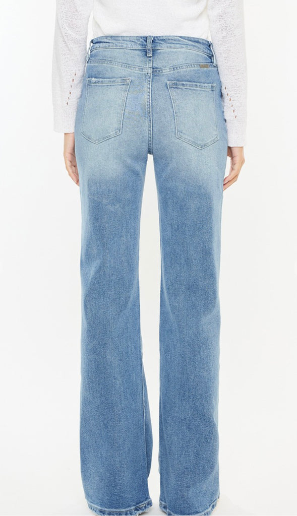 Kancan High Rise Wide Straight- Med Wash