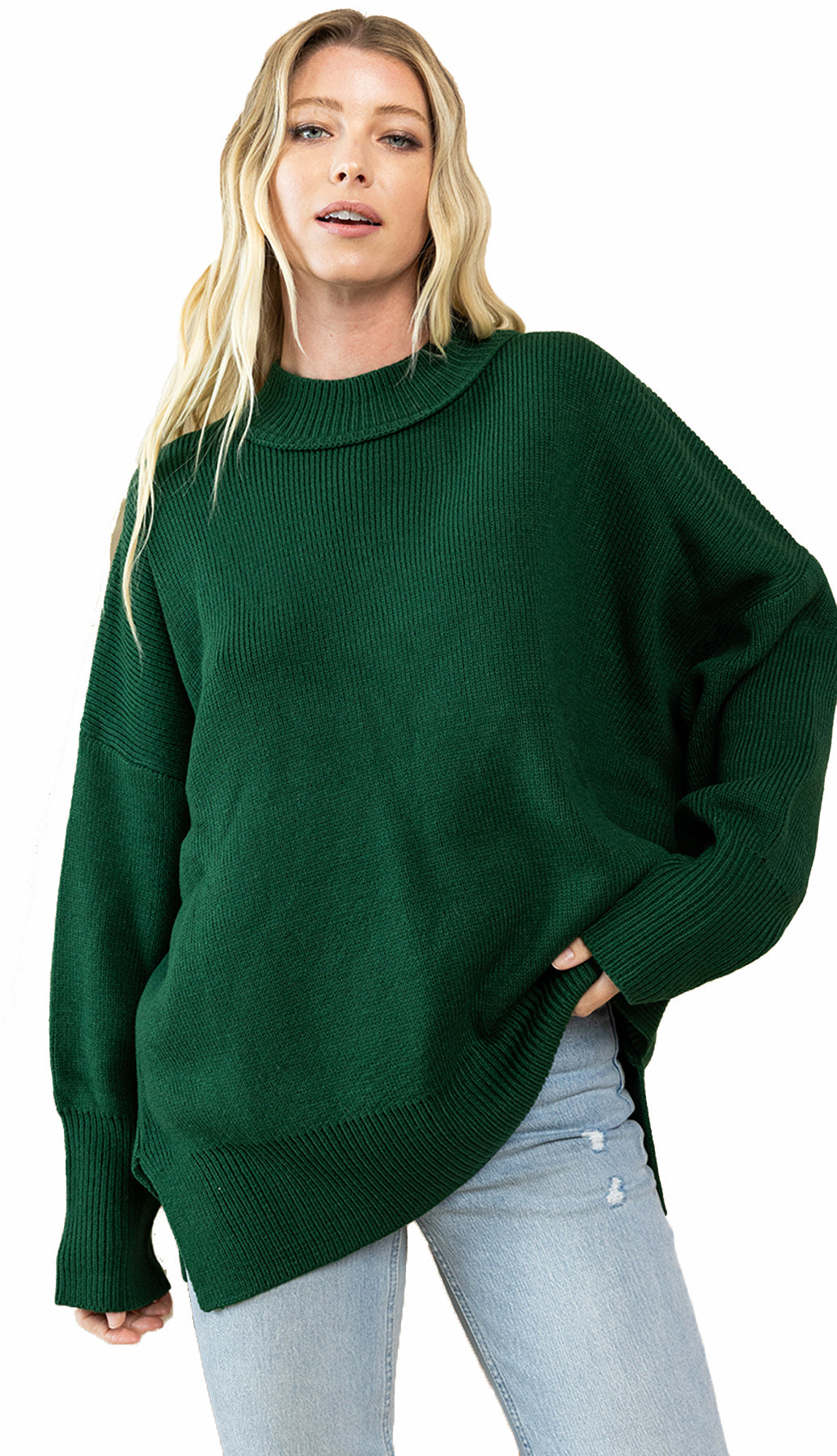  Other Stories wool roll neck oversized sweater in dark green