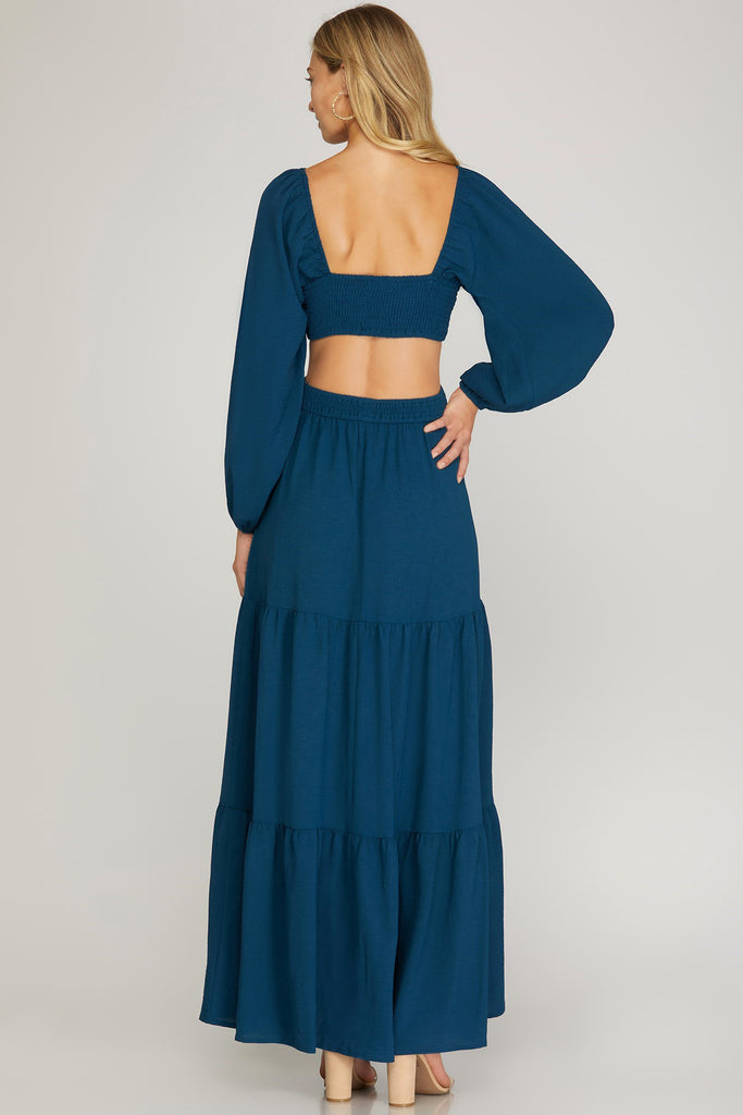 Make An Impression Open Waist Maxi Dress - Teal