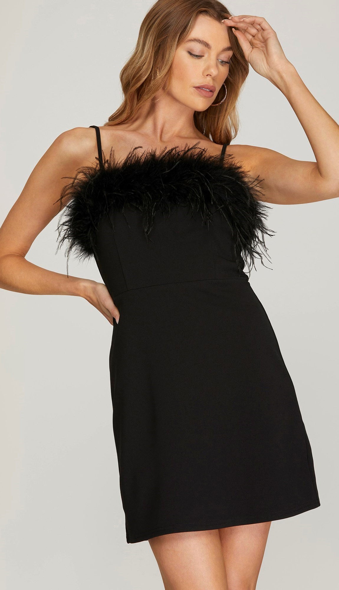 Girls Just Want To Have Fun Feather Dress- Black