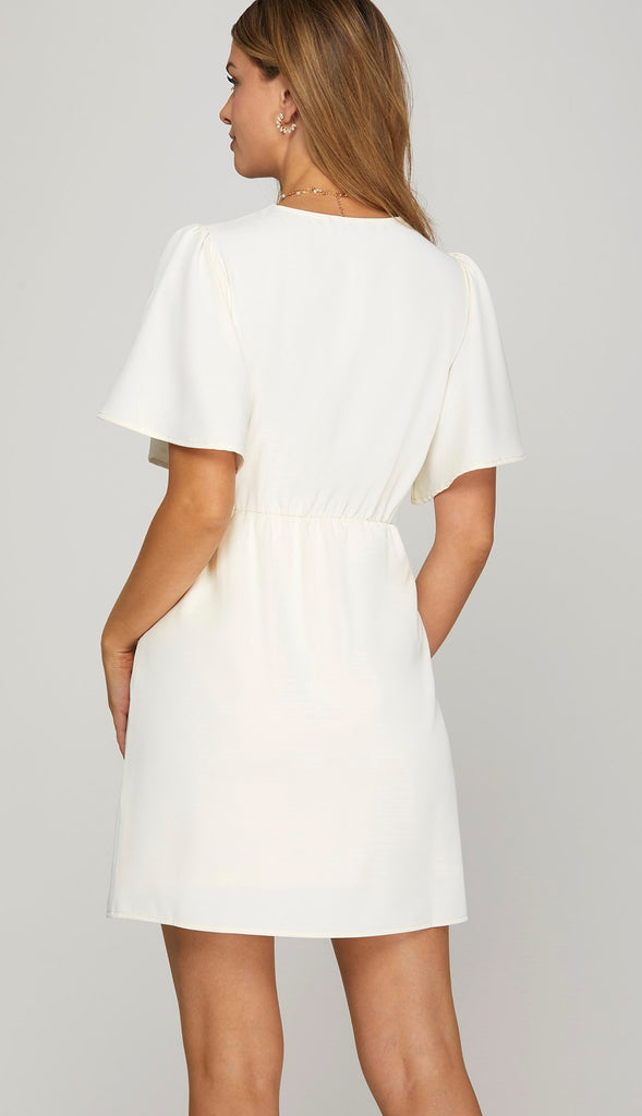 That's A Wrap Ruffled Wrap Dress- Lt. Pink