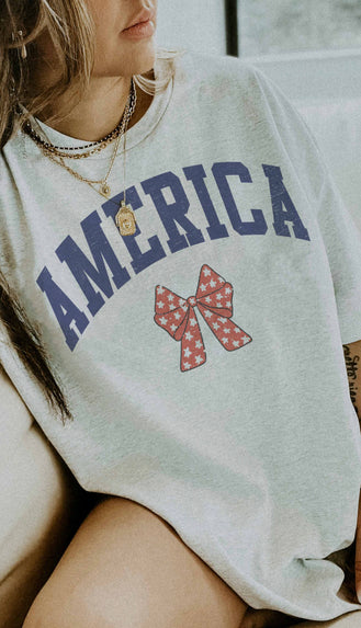 America Red Star Bow Graphic Tee