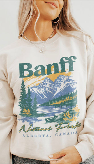 Banff Canada Oversized Sweatshirt- Sand