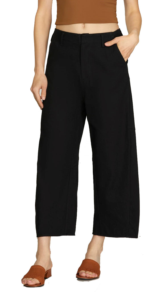 Sadie Barrel Crop Pants- Black