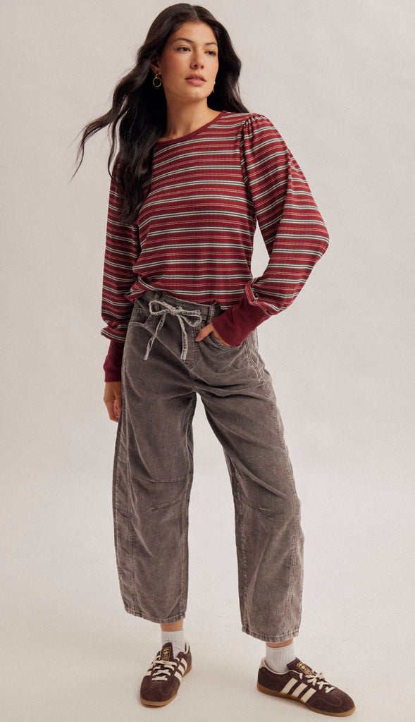 Corduroy Barrel Pants- Ash Brown