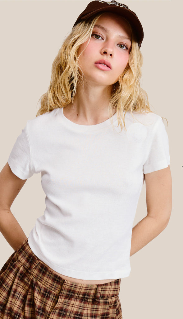 Better Than Basic Cropped Tee- Off White