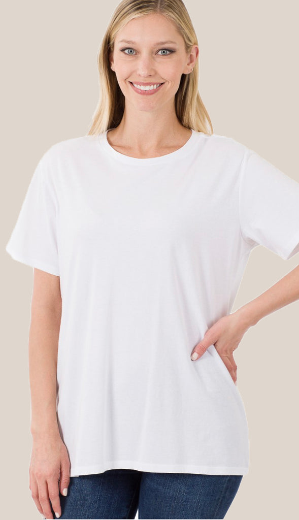 Cotton Boyfriend Round Neck Tee