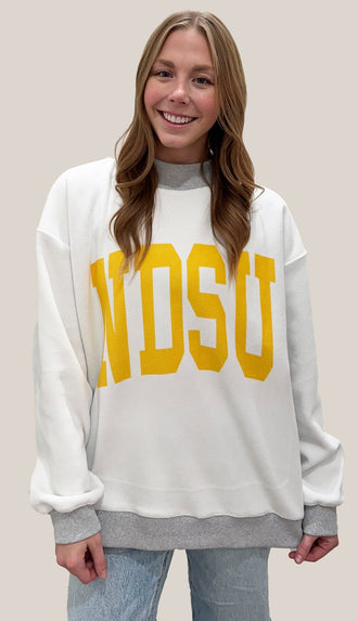 NDSU Bison Reversible Mock Neck Sweatshirt- Gray/White
