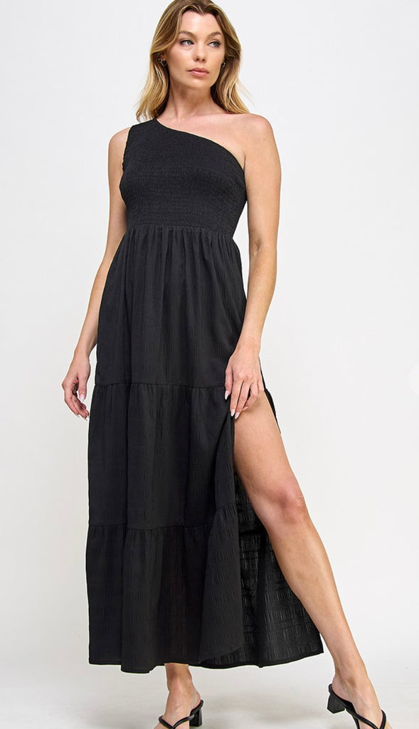 Stephanie One Shoulder Maxi Dress- Black