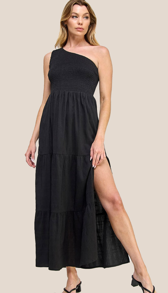 Stephanie One Shoulder Maxi Dress- Black