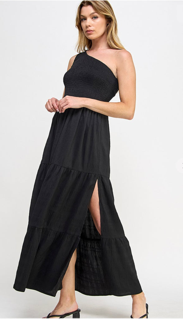 Stephanie One Shoulder Maxi Dress- Black