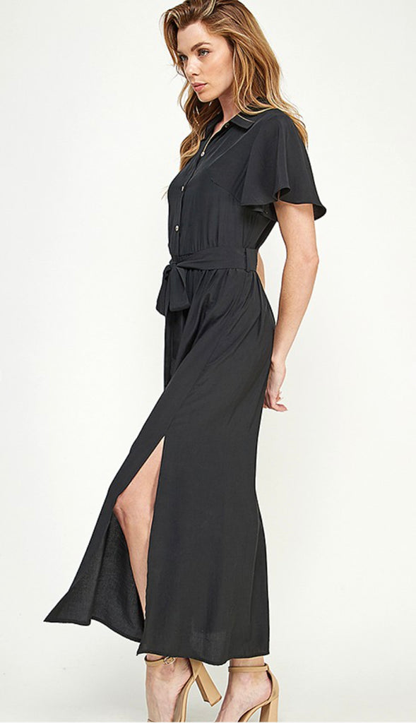 Teaching Good Button Down Dress- Black