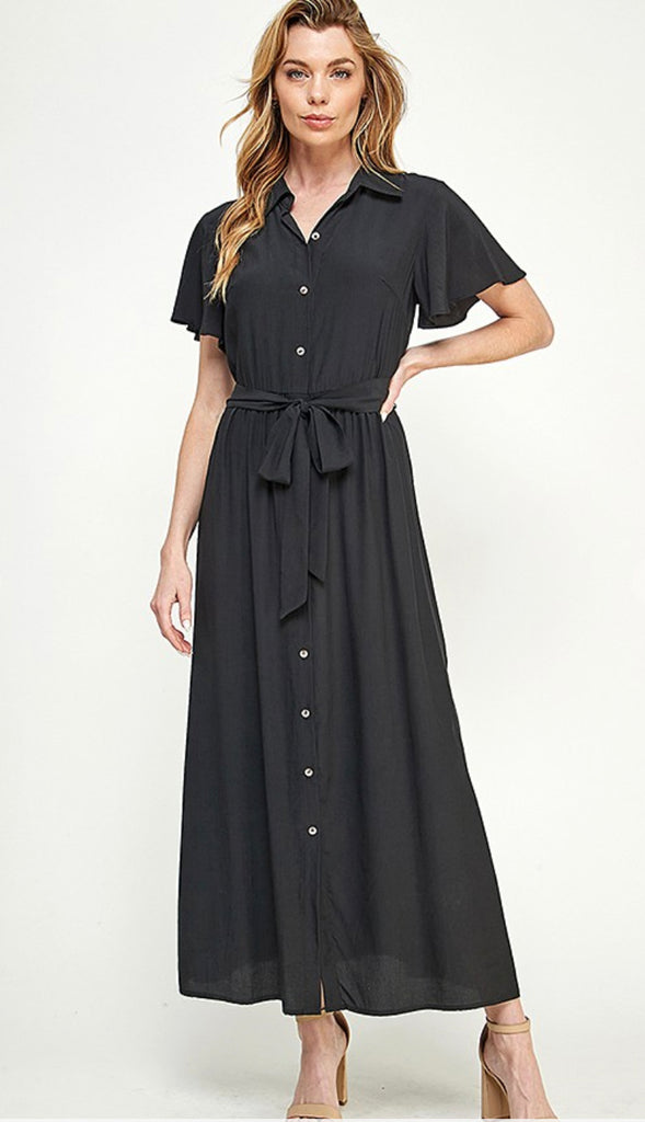 Teaching Good Button Down Dress- Black