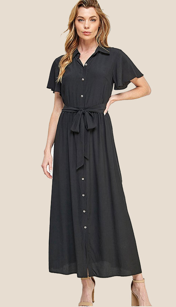 Teaching Good Button Down Dress- Black