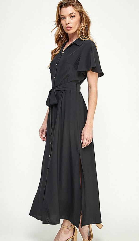 Teaching Good Button Down Dress- Black