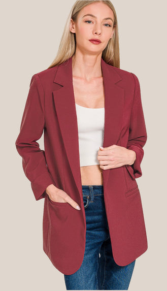 Dreams Happening Blazer- Burgundy