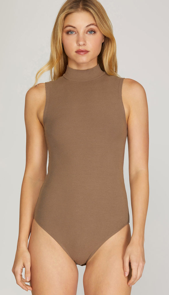 Blith Sleeveless Mock Neck Bodysuit- Cream