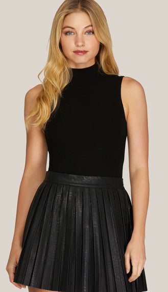 Blith Sleeveless Mock Neck Bodysuit- Black