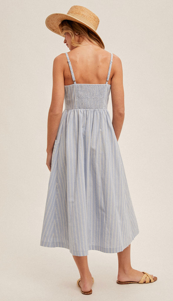 Azura Button Down Midi Dress- Lt. Blue