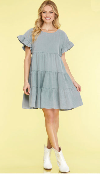Go With The Flow Tiered Dress- Blue