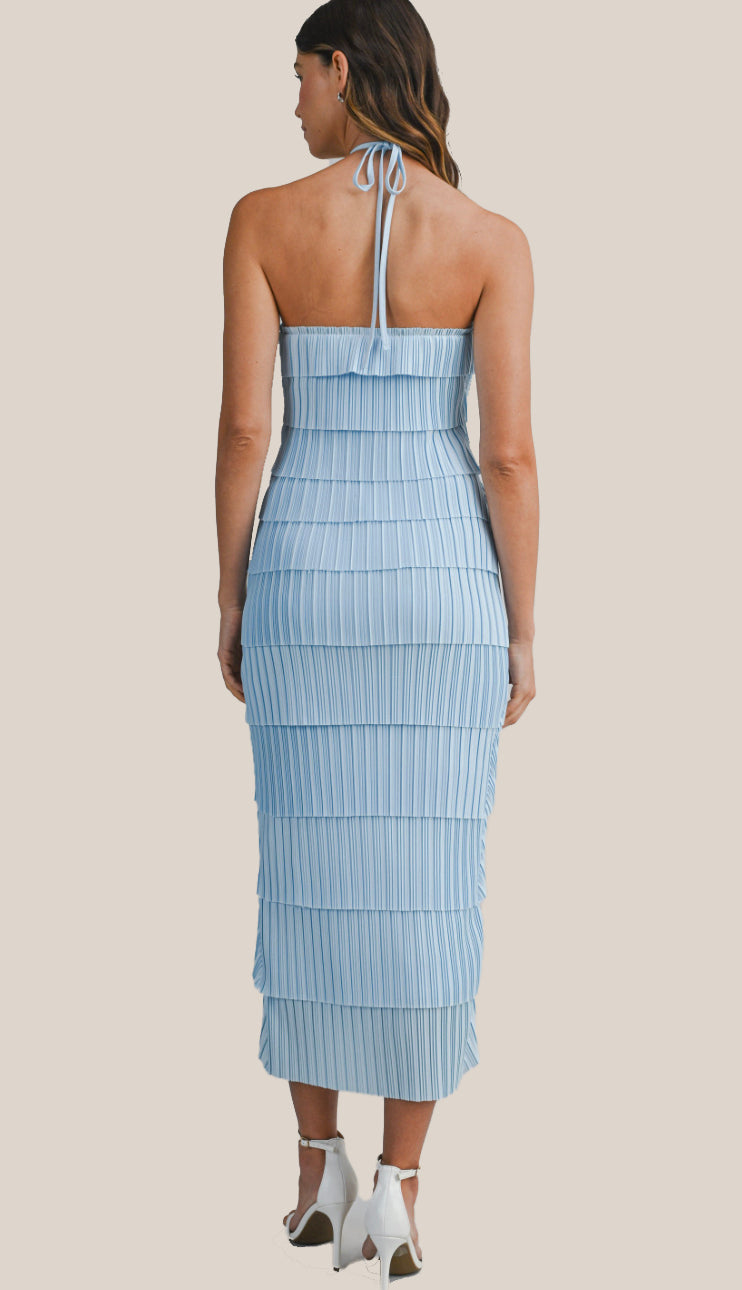 blue halter neck midi dress Karissa Midi Dress