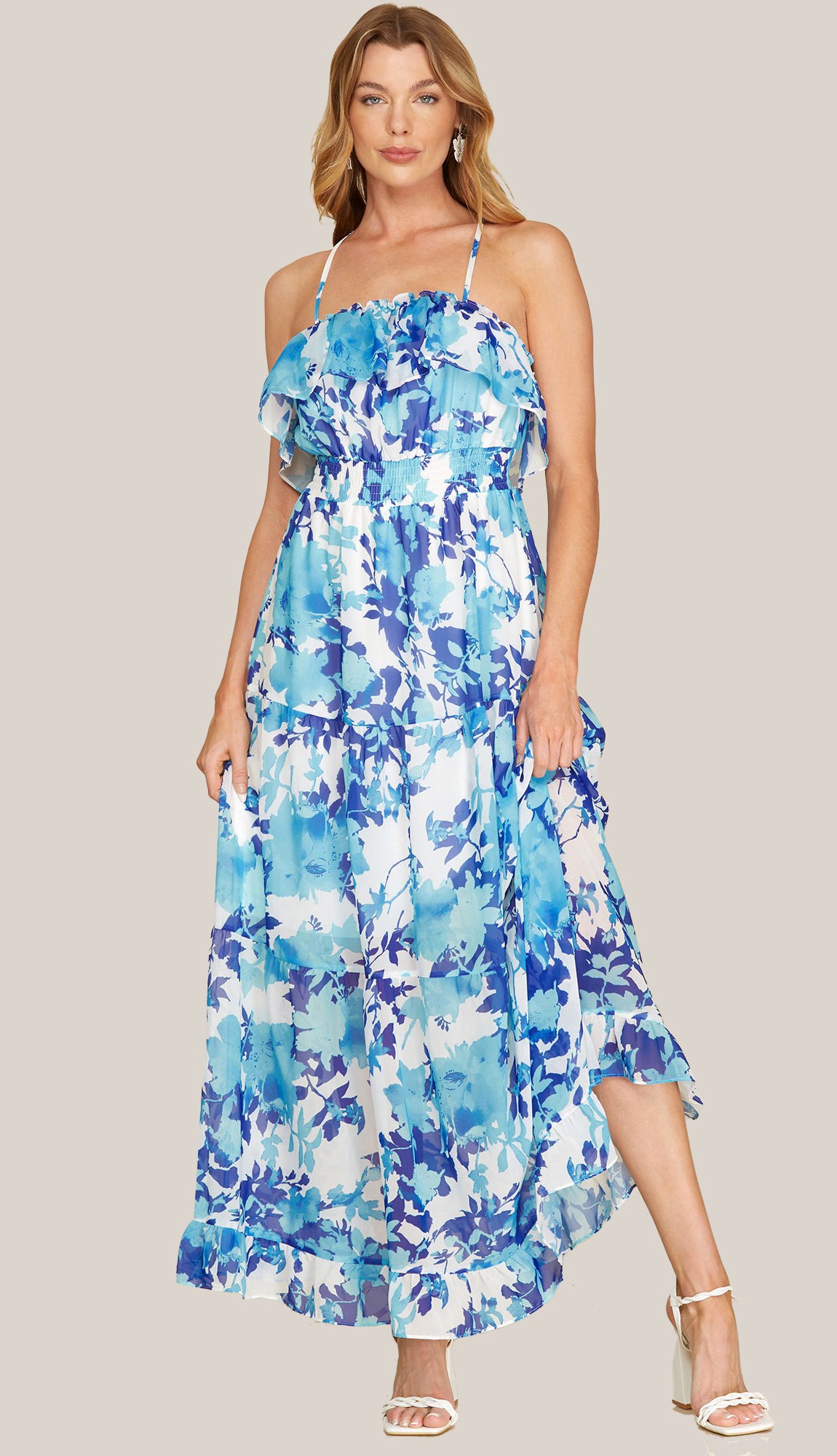 Ocean Breeze Floral Maxi Dress- Blue Ocean Breeze Floral Maxi Dress- Blue