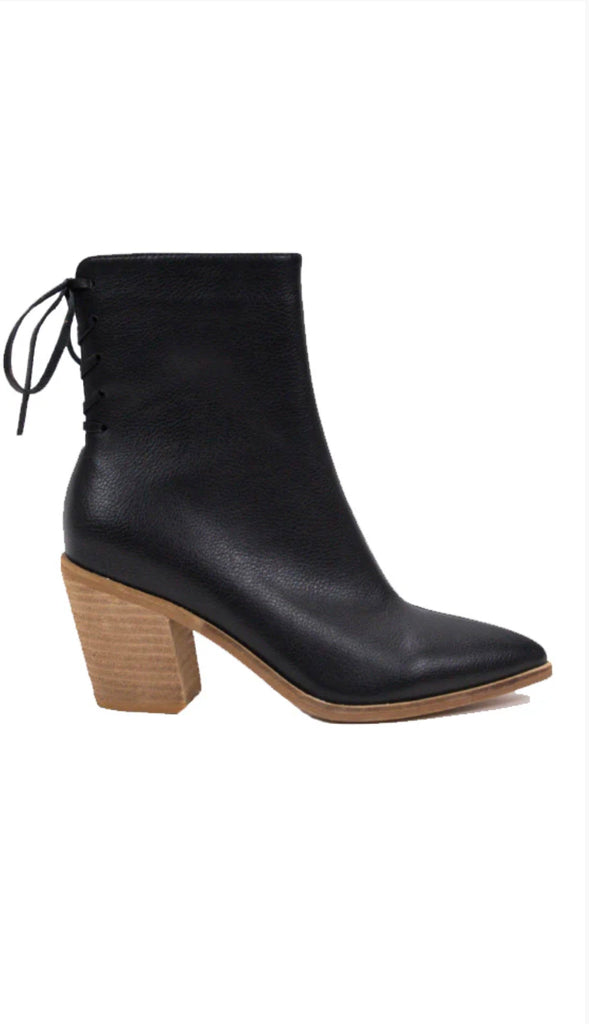 Pointy Lace Up Back Booties- Nude