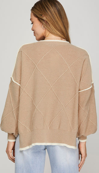Bow Detail Sweater- Taupe