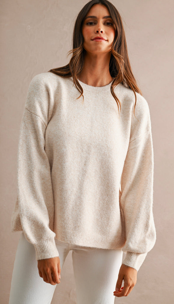 Three Bows Open Back Sweater- Heather Grey