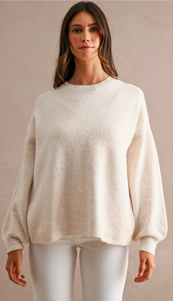 Three Bows Open Back Sweater- Heather Grey