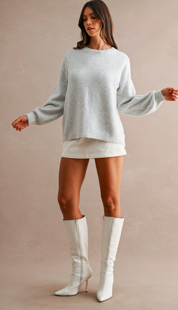 Three Bows Open Back Sweater- Oatmeal