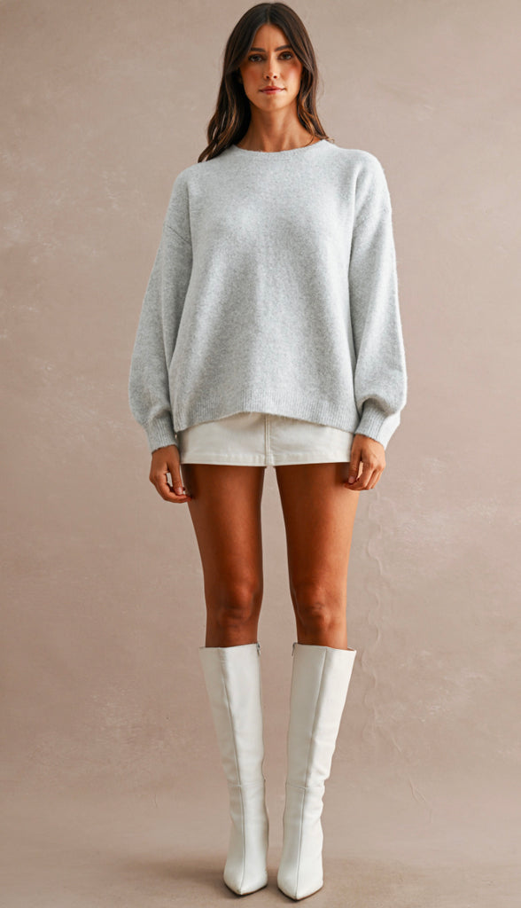 Three Bows Open Back Sweater- Oatmeal