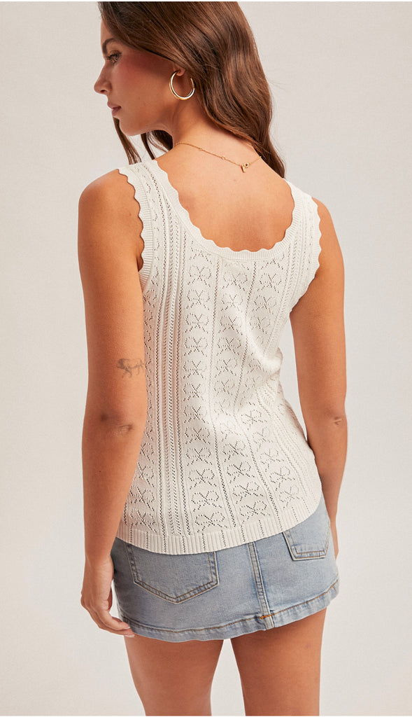 Above All Else Pointelle Knit Tank- White