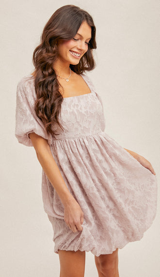 My Moment Square Neck Bubble Dress- Lilac