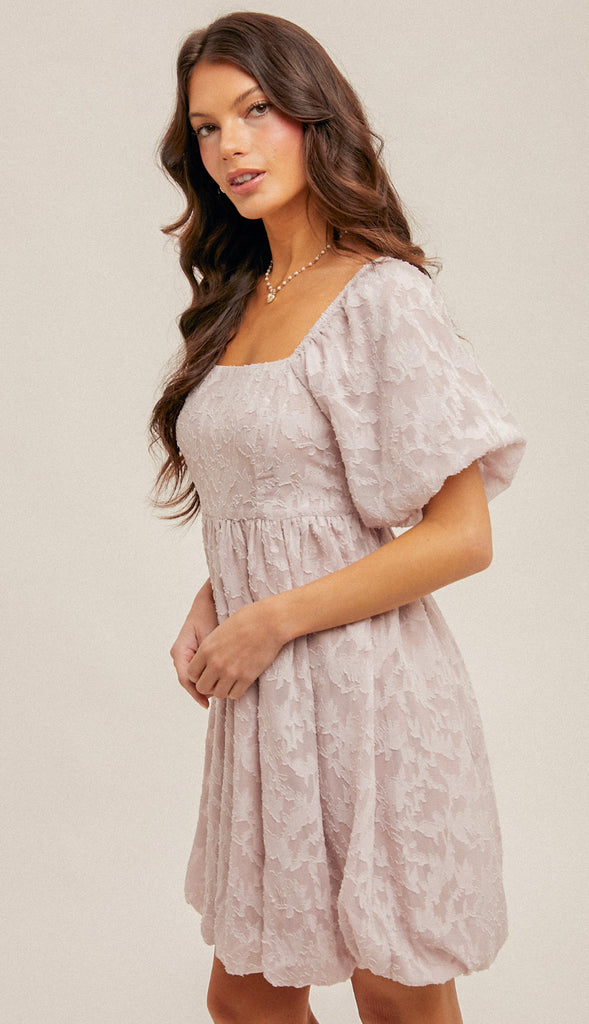 My Moment Square Neck Bubble Dress- Lilac