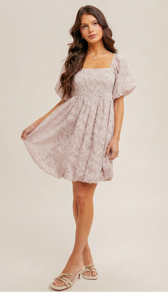 My Moment Square Neck Bubble Dress- Lilac
