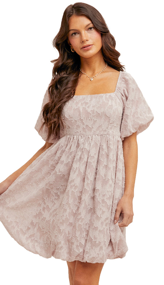 My Moment Square Neck Bubble Dress- Lilac