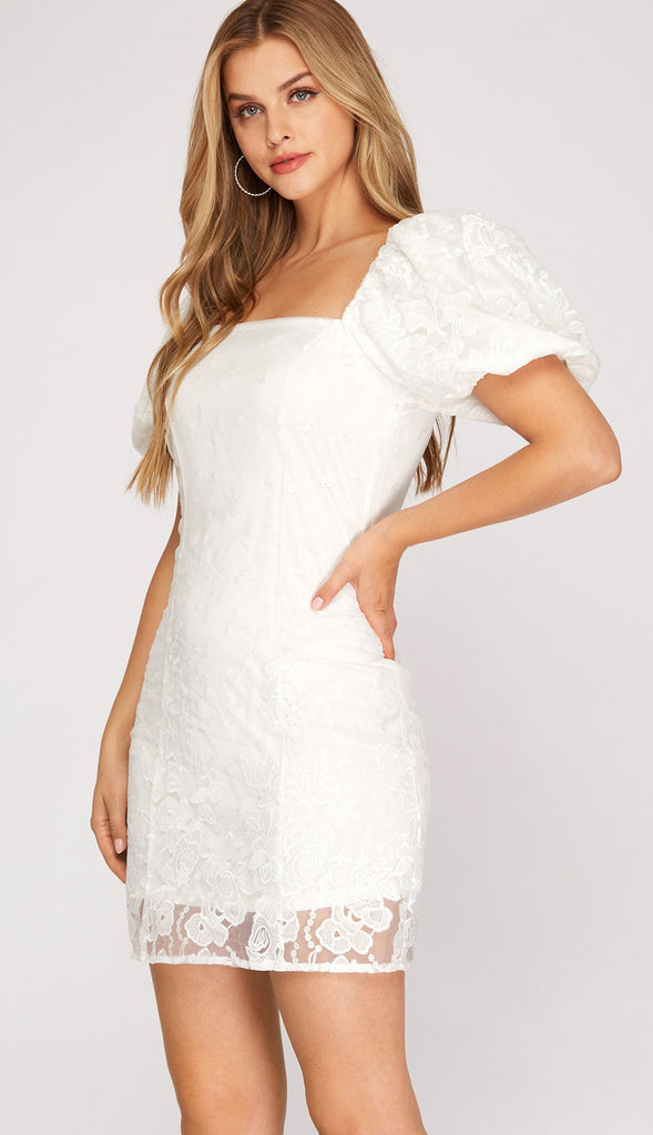 Best Day Bubble Organza Dress- Off White