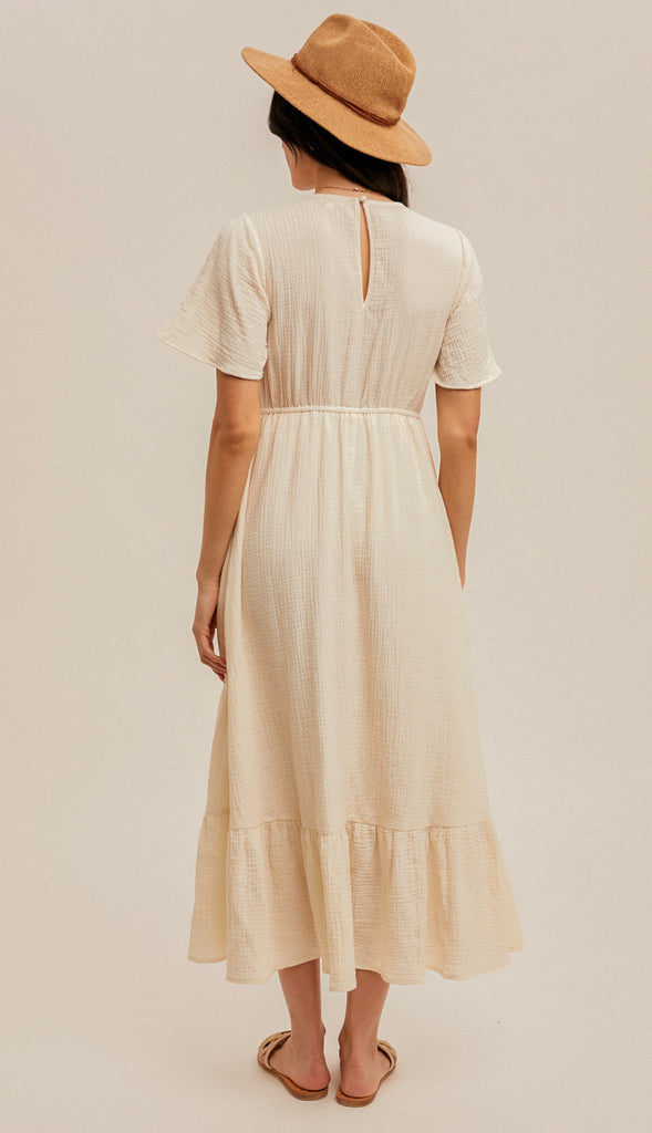 Matilda Bust Knot Midi Dress- Buttercream