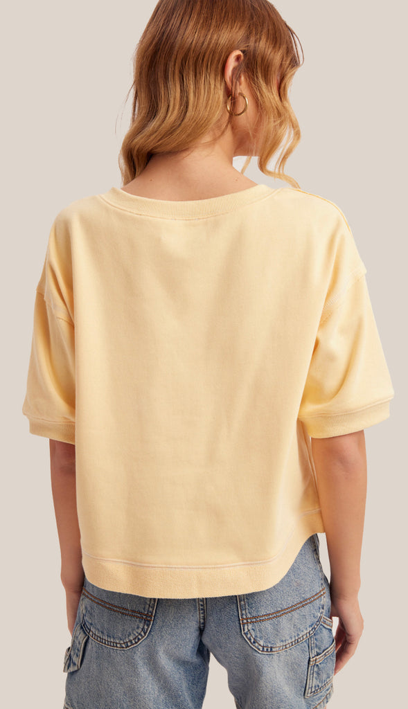When Life Gives You Lemons Button Front Top- Butter Yellow