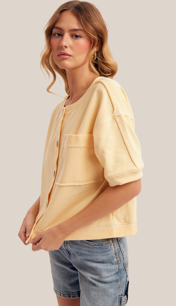 When Life Gives You Lemons Button Front Top- Butter Yellow