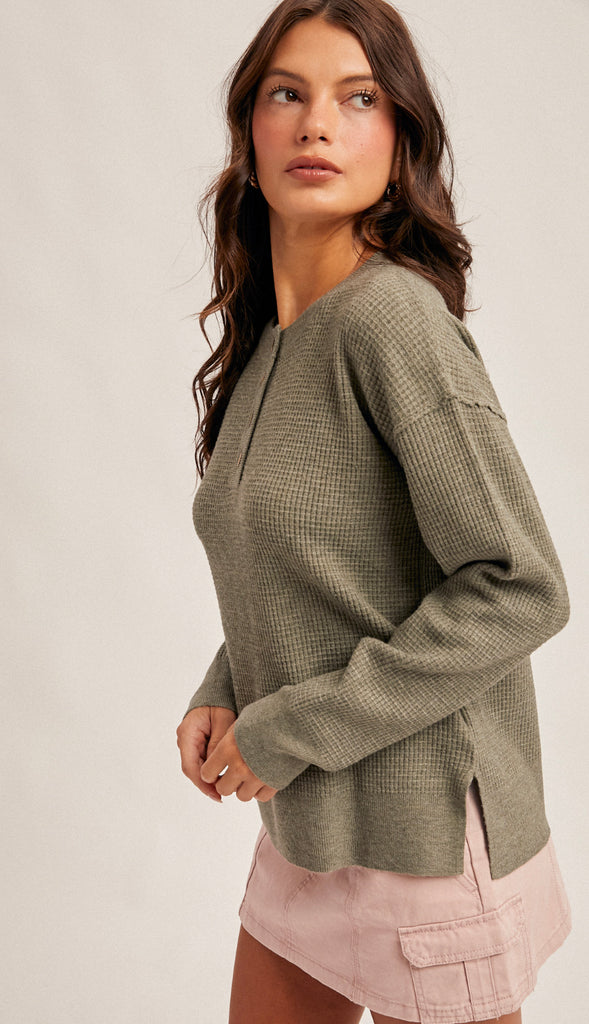 Klara Waffle Sweater Knit- Dark Teal