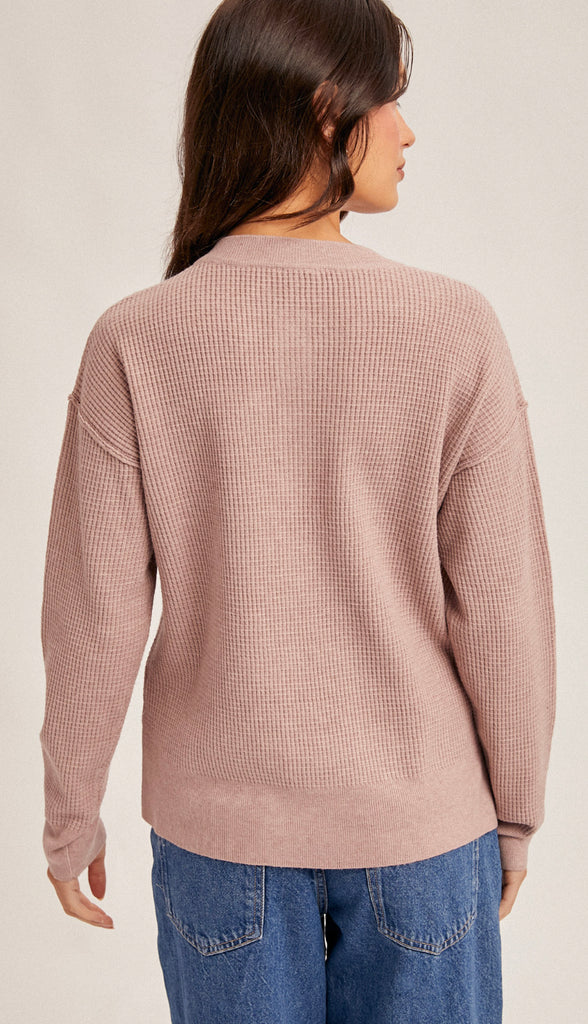 Klara Waffle Sweater Knit- Mauve
