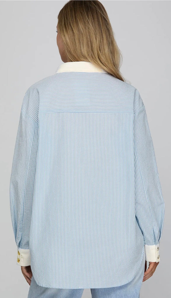 Colette Button Down Striped Shirt- Pink