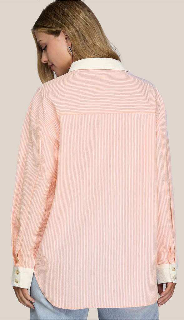 Colette Button Down Striped Shirt- Blue