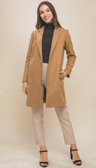 Blair Waldorf Fleece Longline Coat- Camel